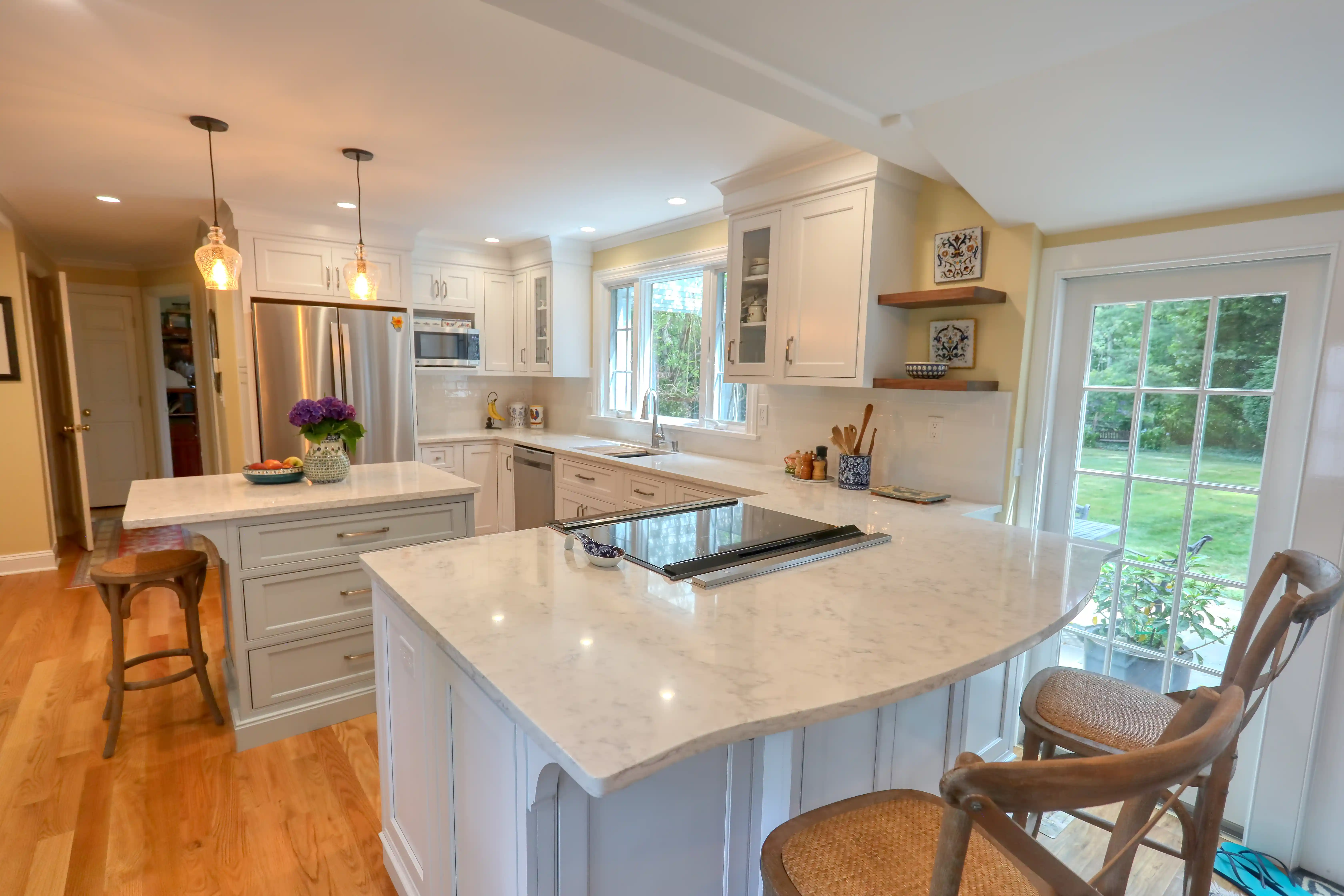 Custom white and navy kitchen remodel in Fairfield County
